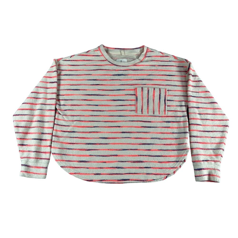 Lou & Grey Sweater Womens Medium Cropped Stripped Round Neck Long Sleeve Comfy